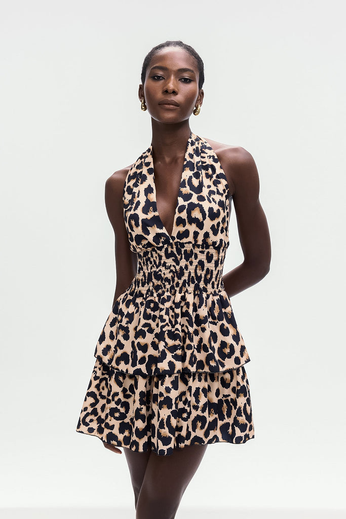 Stylish beautiful dress | Bolek Leopard Ruffle Mini Dress - Ideal for special occasions