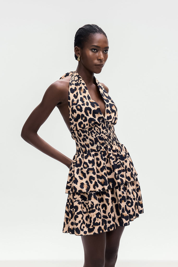 Shop  beautiful dress - Perfect for special occasions | Bolek Leopard Ruffle Mini Dress