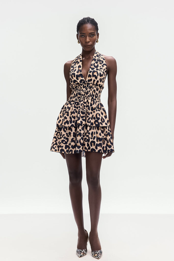 Bolek Leopard Ruffle Mini Dress - Stylish beautiful dress for special occasions | Buy Online