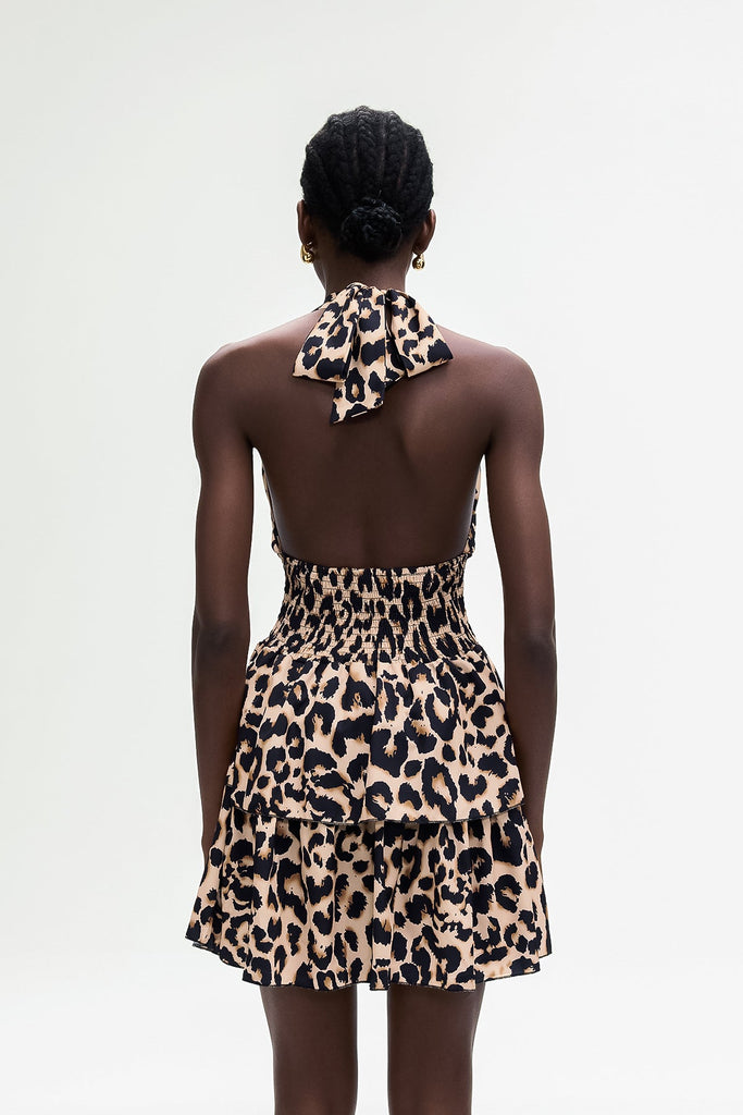Stylish beautiful dress | Bolek Leopard Ruffle Mini Dress - Ideal for special occasions