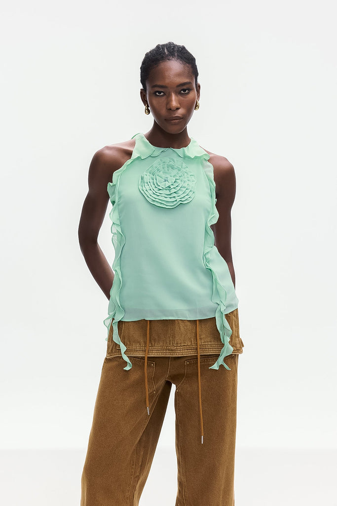 Boleslava Flower Ruffle Top - Stylish beautiful dress for special occasions | Buy Online