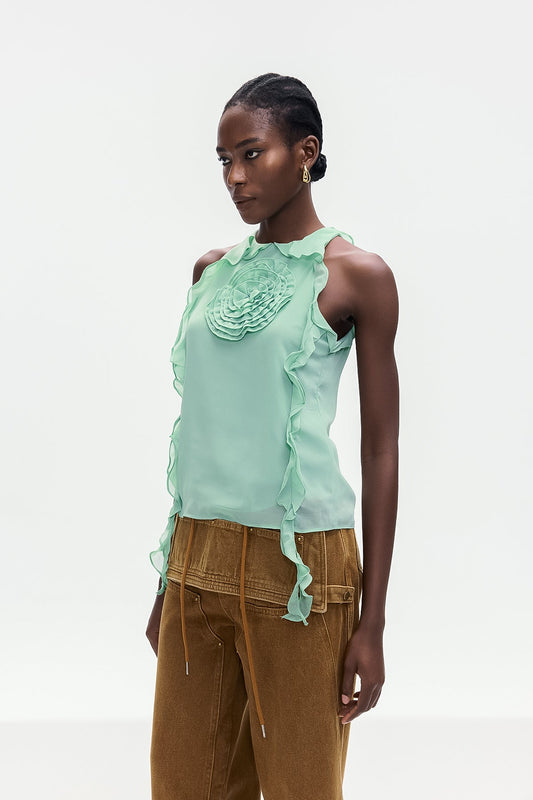 Boleslava Flower Ruffle Top