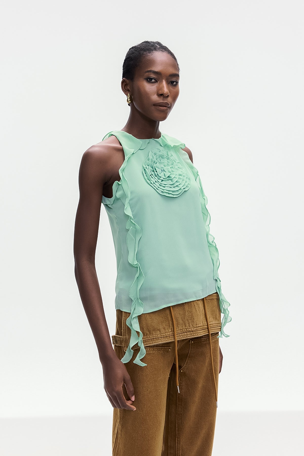 Boleslava Flower Ruffle Top