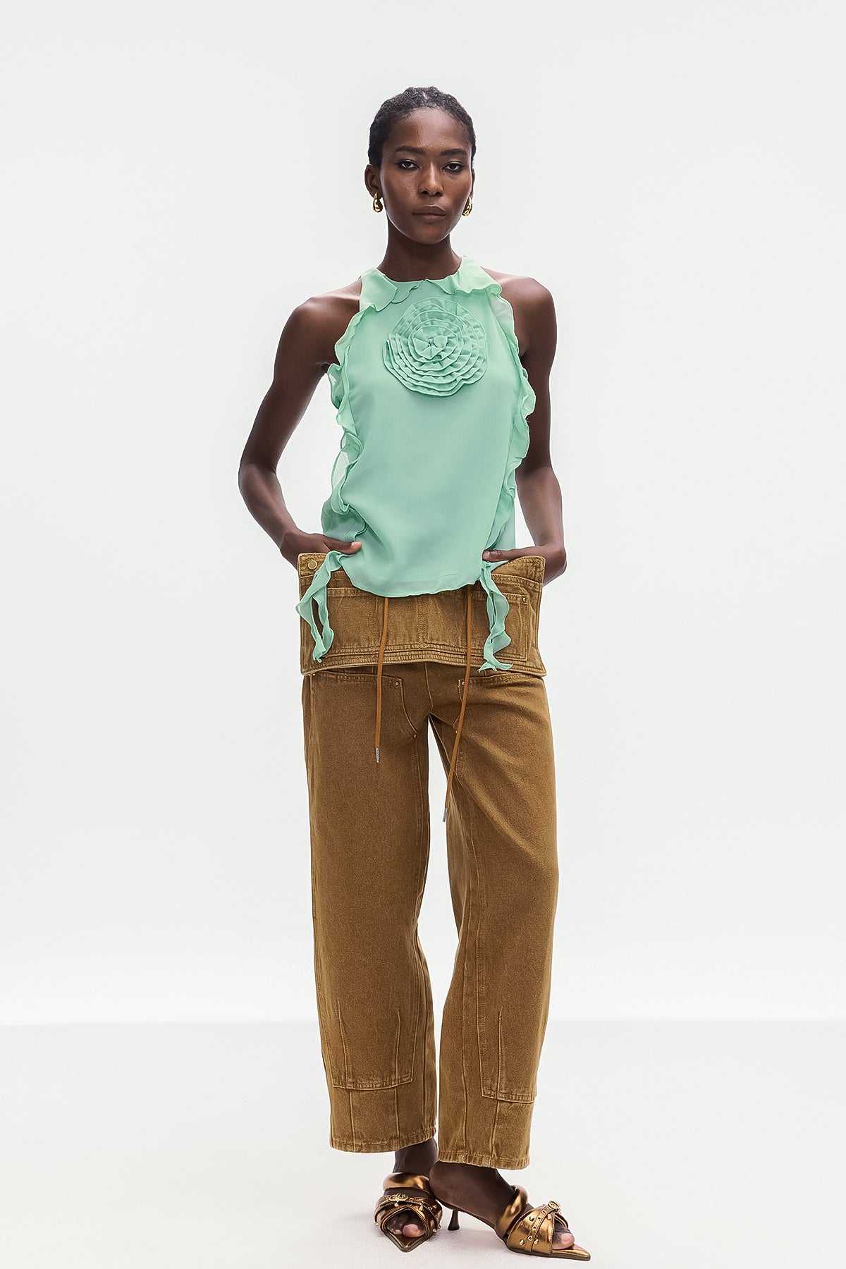 Boleslava Flower Ruffle Top