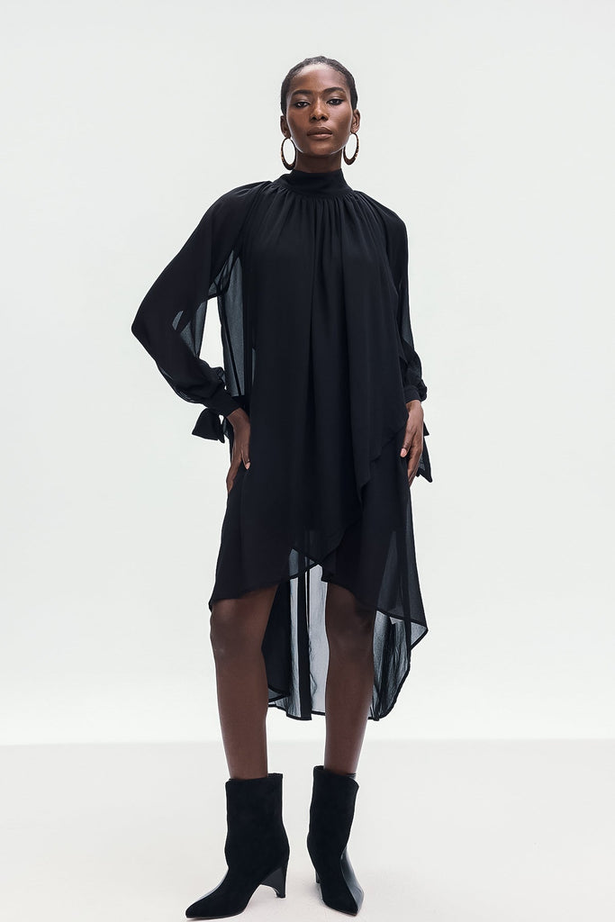Shop  black dress - Perfect for special occasions | Bolormaa Lace Up Asymmetric Shirt In Black