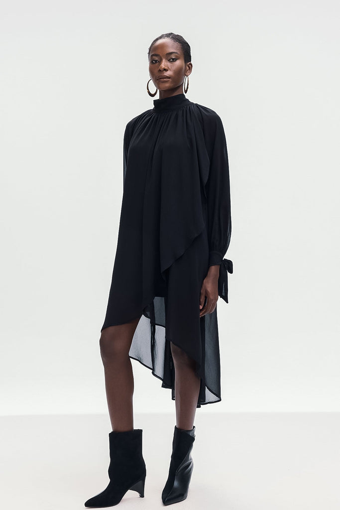 Shop  black dress - Perfect for special occasions | Bolormaa Lace Up Asymmetric Shirt In Black