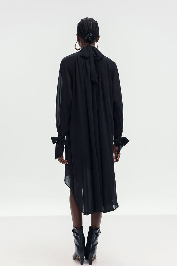 Shop  black dress - Perfect for special occasions | Bolormaa Lace Up Asymmetric Shirt In Black