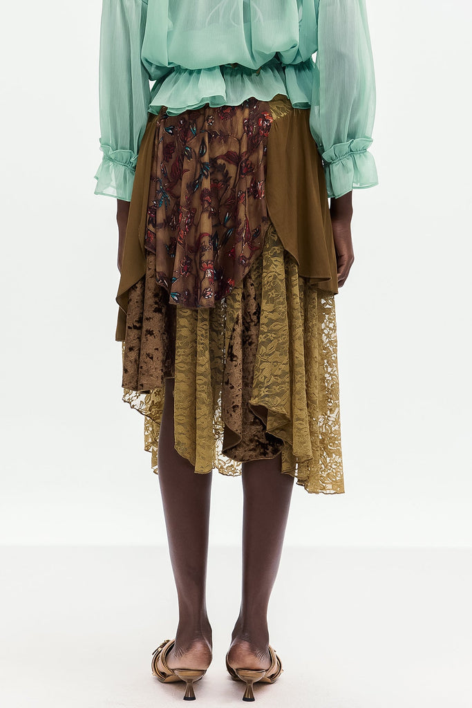 Bolortuyaa Lace Patchwork Midi Skirt - Stylish beautiful midi for special occasions | Buy Online