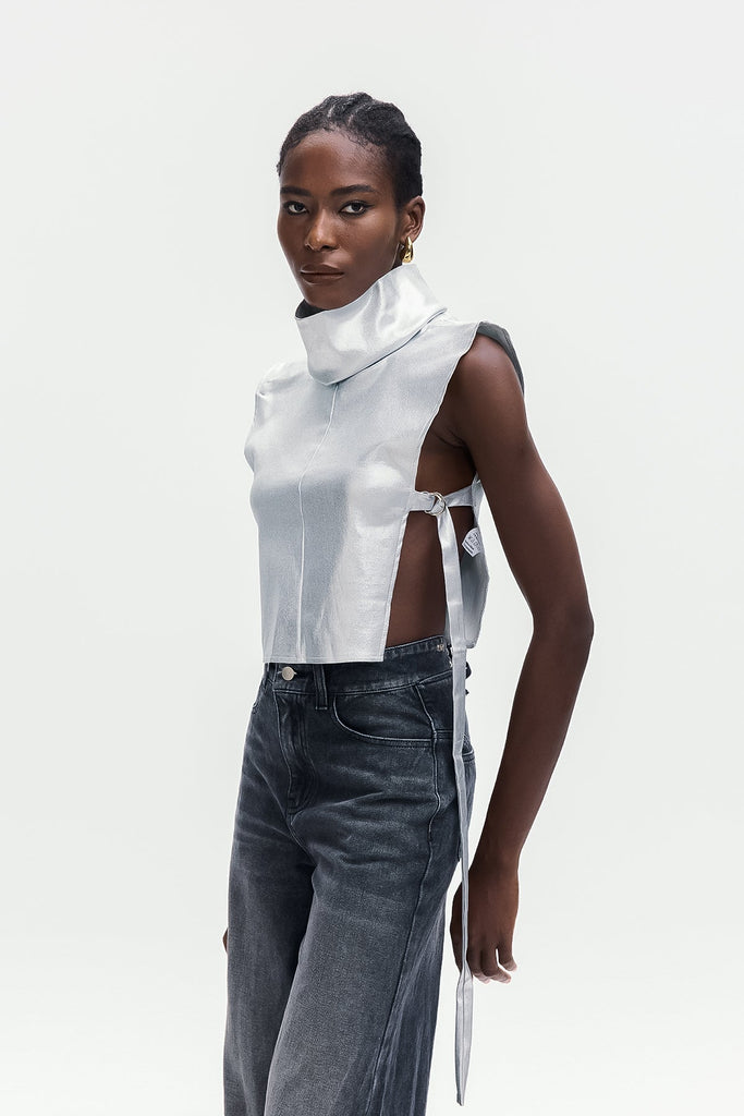 Bonaccorso Lace Up Metallic Leather Top - Stylish beautiful dress for special occasions | Buy Online