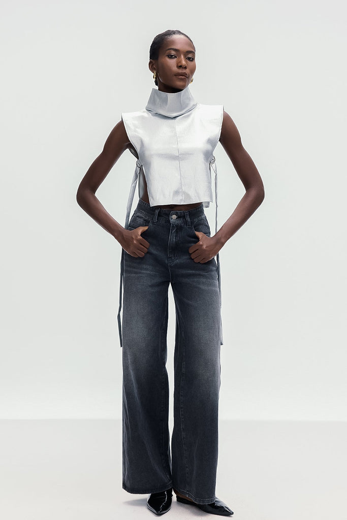 Shop  beautiful dress - Perfect for special occasions | Bonaccorso Lace Up Metallic Leather Top