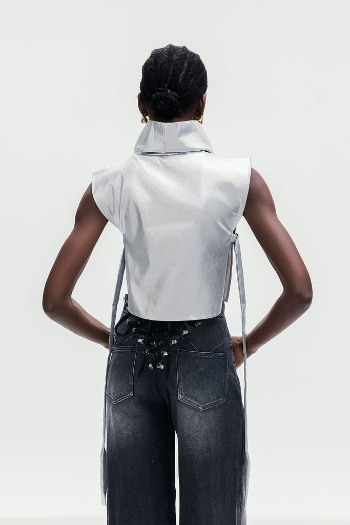 Bonaccorso Lace Up Metallic Leather Top - Stylish beautiful dress for special occasions | Buy Online