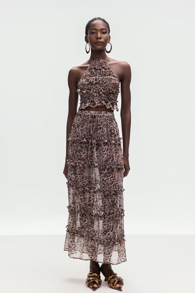 Shop  beautiful dress - Perfect for special occasions | Boniface Leopard Ruffle Skirt Set