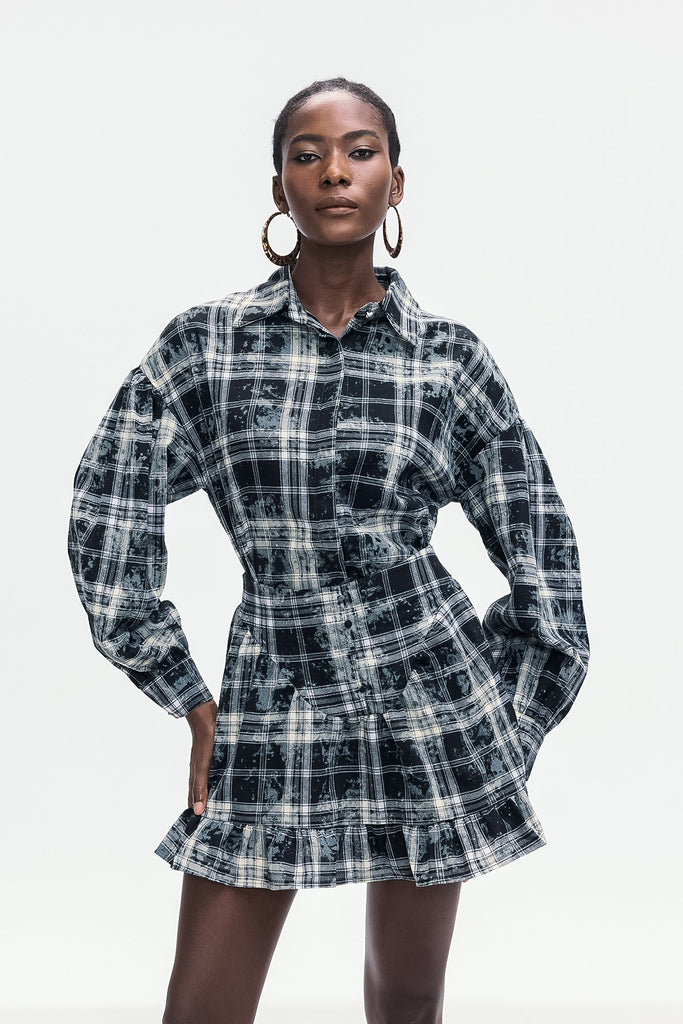 Stylish beautiful dress | Bonifacia Grid Ruffle Skirt Set - Ideal for special occasions