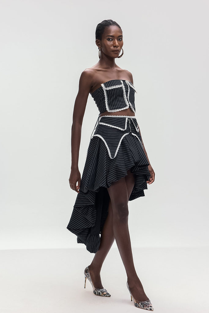 Stylish beautiful dress | Bonifatius Stripe Asymmetric Skirt Set - Ideal for special occasions