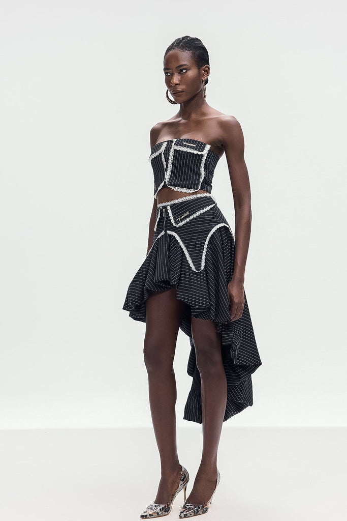 Stylish beautiful dress | Bonifatius Stripe Asymmetric Skirt Set - Ideal for special occasions