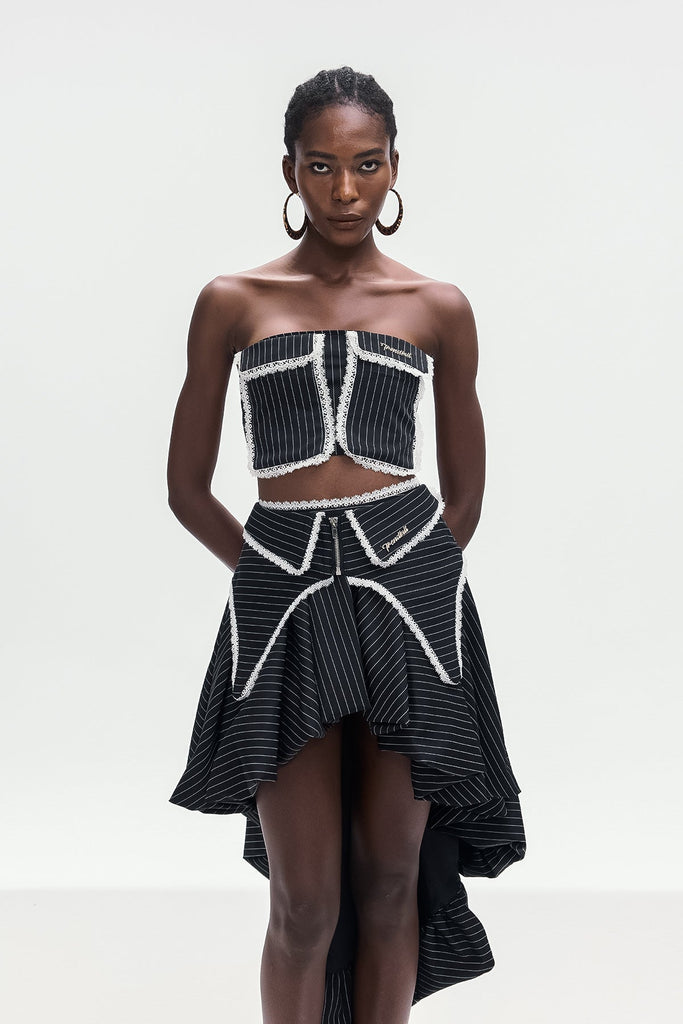 Bonifatius Stripe Asymmetric Skirt Set - Stylish beautiful dress for special occasions | Buy Online