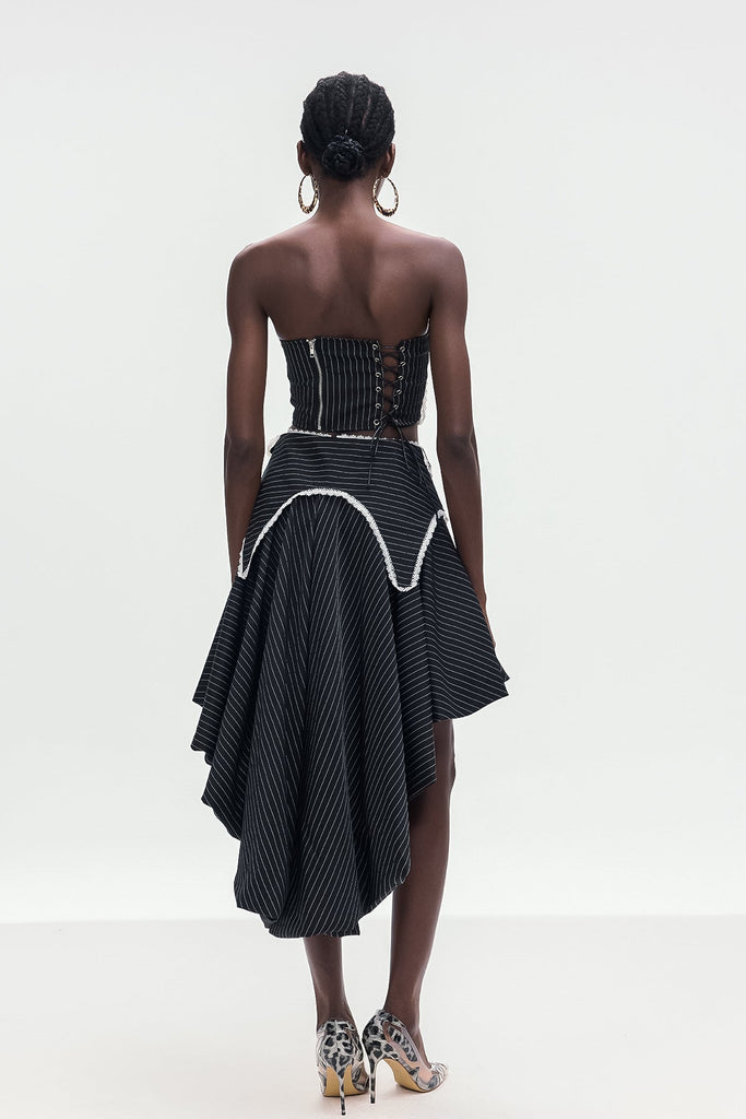 Bonifatius Stripe Asymmetric Skirt Set - Stylish beautiful dress for special occasions | Buy Online