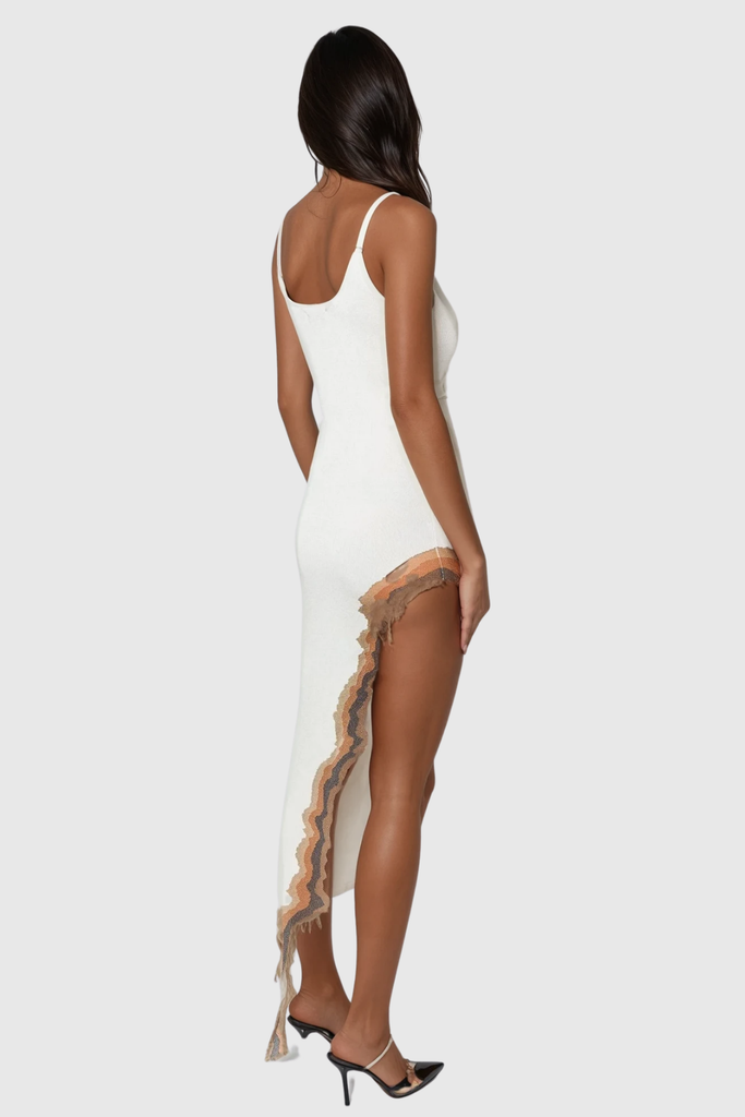 Borja Asymmetric Split Maxi Dress In White - Stylish white dress for special occasions | Buy Online