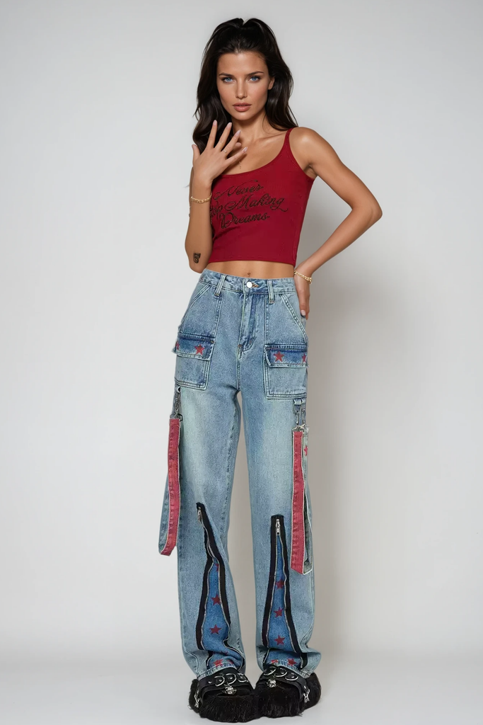 Shop  beautiful dress - Perfect for special occasions | Borut Star Zipper Straight Jeans