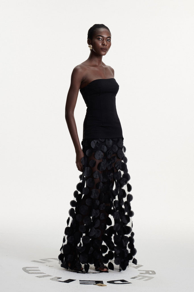 Shop  black dress - Perfect for special occasions | Boryana Dot Strapless Maxi Dress In Black