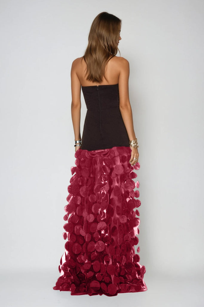 Shop  red dress - Perfect for special occasions | Boryana Dot Strapless Maxi Dress In Red