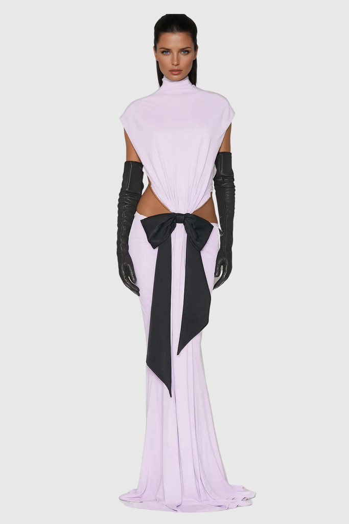 Borys Lace Up Cutout Bow Maxi Dress - Stylish beautiful dress for special occasions | Buy Online