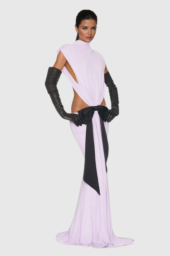 Stylish beautiful dress | Borys Lace Up Cutout Bow Maxi Dress - Ideal for special occasions