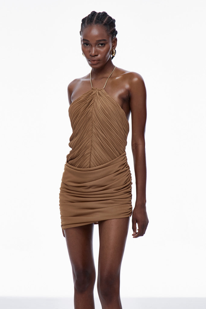 Bosse Ruch Halter Neck Mini Dress - Stylish beautiful dress for special occasions | Buy Online