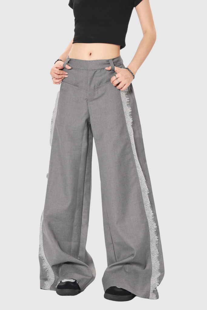 Boubacar Lace Pants In Grey - Stylish beautiful dress for special occasions | Buy Online