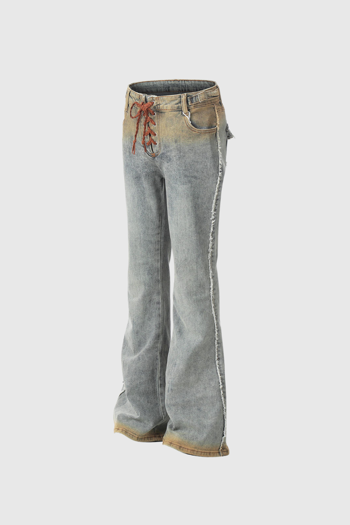 Bouchra Lace Up Hayley Jeans - Stylish beautiful dress for special occasions | Buy Online