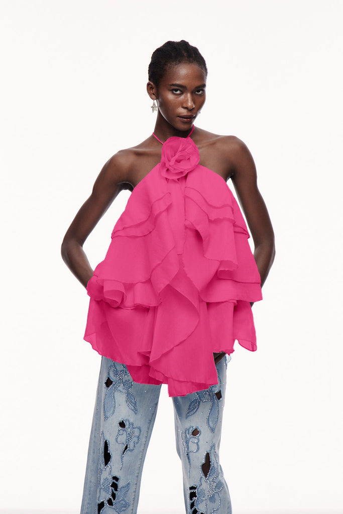 Stylish beautiful dress | Boudewijn Flower Ruffle Mini Dress In Rose - Ideal for special occasions