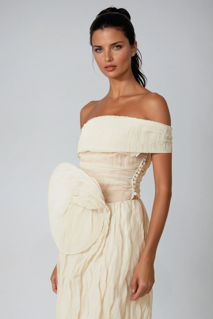 Boutros Ruch Flower Strapless Top - Stylish beautiful dress for special occasions | Buy Online