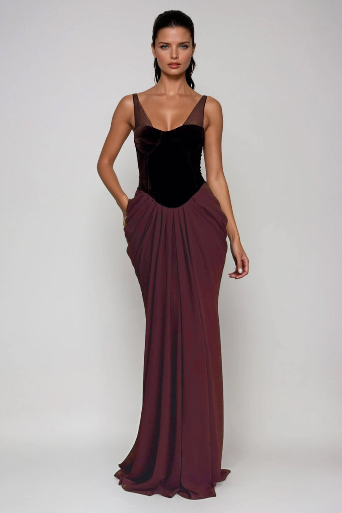 Boyan Mesh Ruch Maxi Dress - Stylish beautiful dress for special occasions | Buy Online