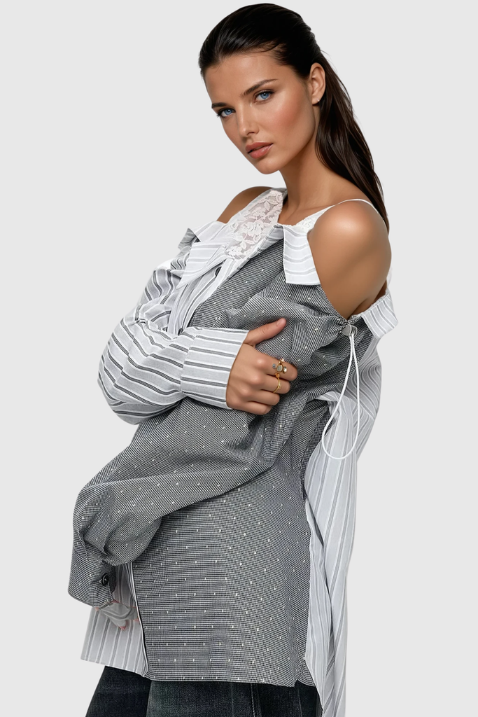 Stylish beautiful dress | Boyko Lace Stripe Shirt - Ideal for special occasions