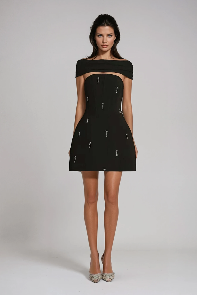 Stylish beautiful dress | Bradamante Chain Halter Neck Mini Dress - Ideal for special occasions