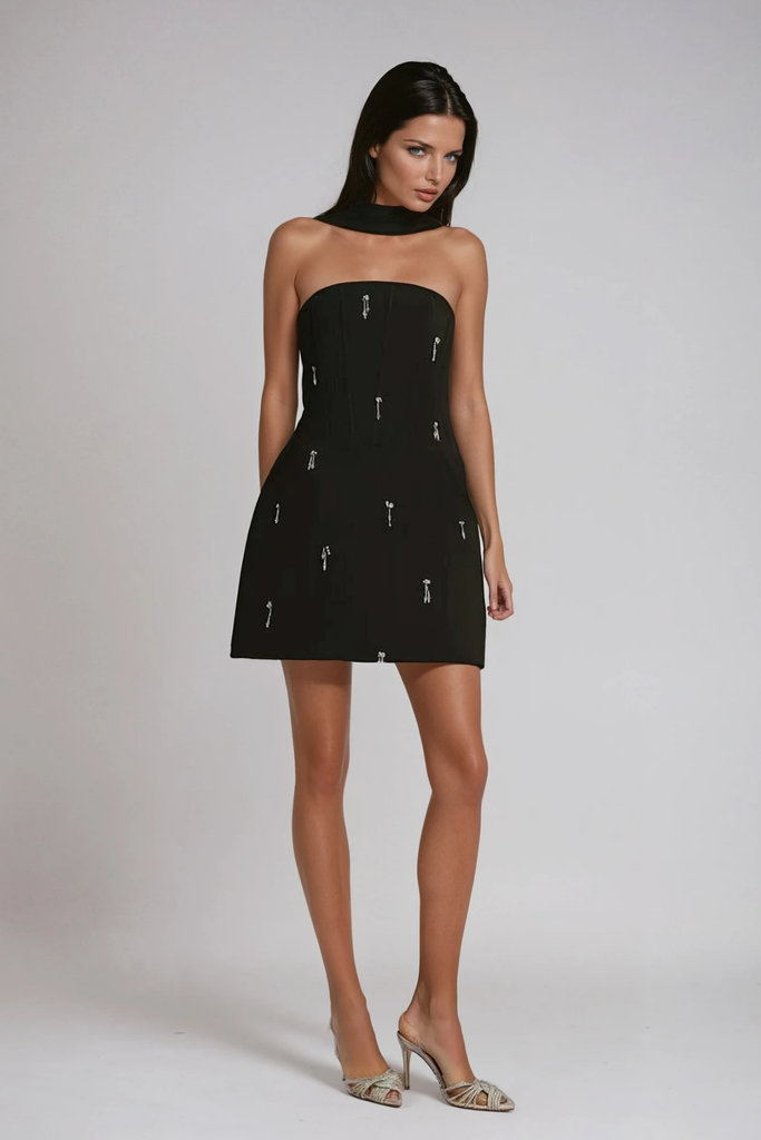 Shop  beautiful dress - Perfect for special occasions | Bradamante Chain Halter Neck Mini Dress