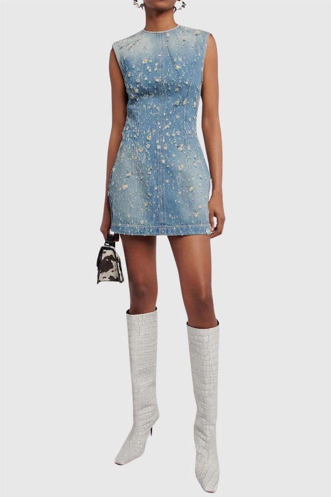 Stylish beautiful dress | Braela Denim Sleeveless Mini Dress - Ideal for special occasions