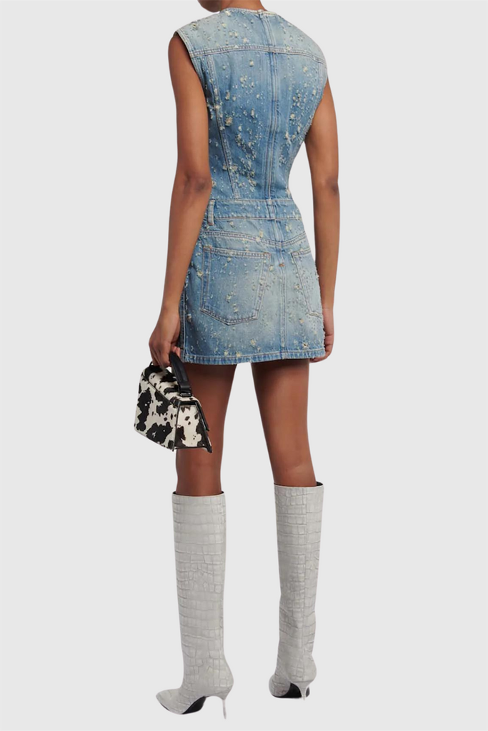 Stylish beautiful dress | Braela Denim Sleeveless Mini Dress - Ideal for special occasions