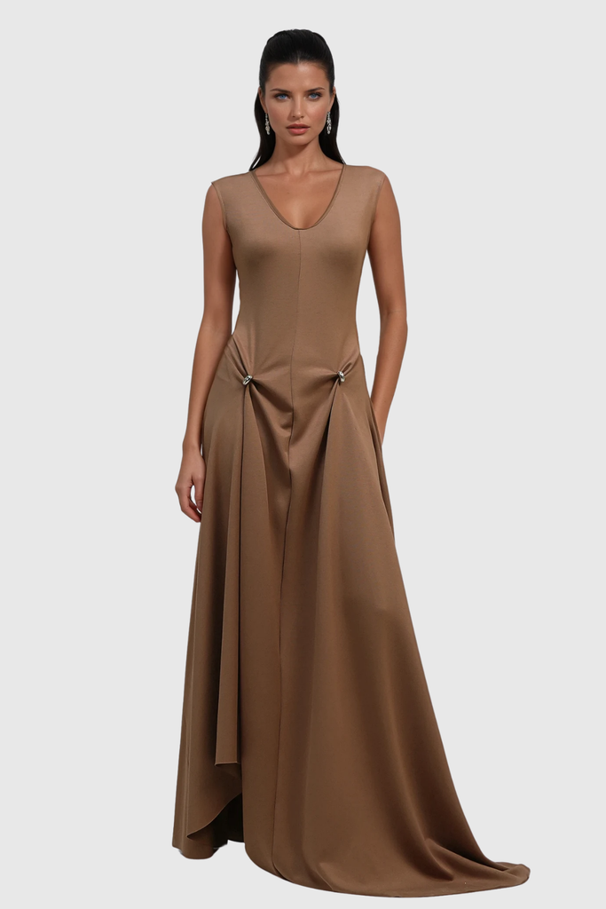 Bragi Sleeveless Asymmetric Maxi Dress - Stylish beautiful dress for special occasions | Buy Online