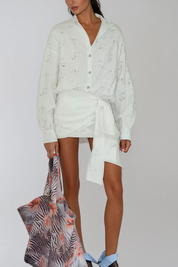 Stylish beautiful dress | Braian Lace Up Ruch Shirt Mini Dress - Ideal for special occasions