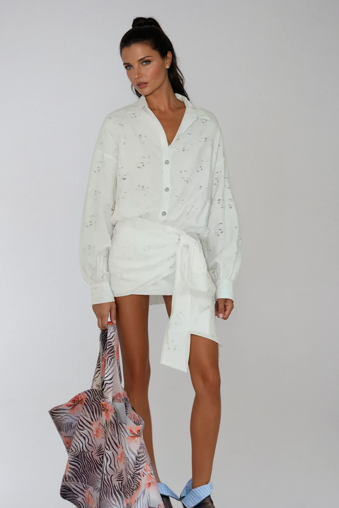 Stylish beautiful dress | Braian Lace Up Ruch Shirt Mini Dress - Ideal for special occasions