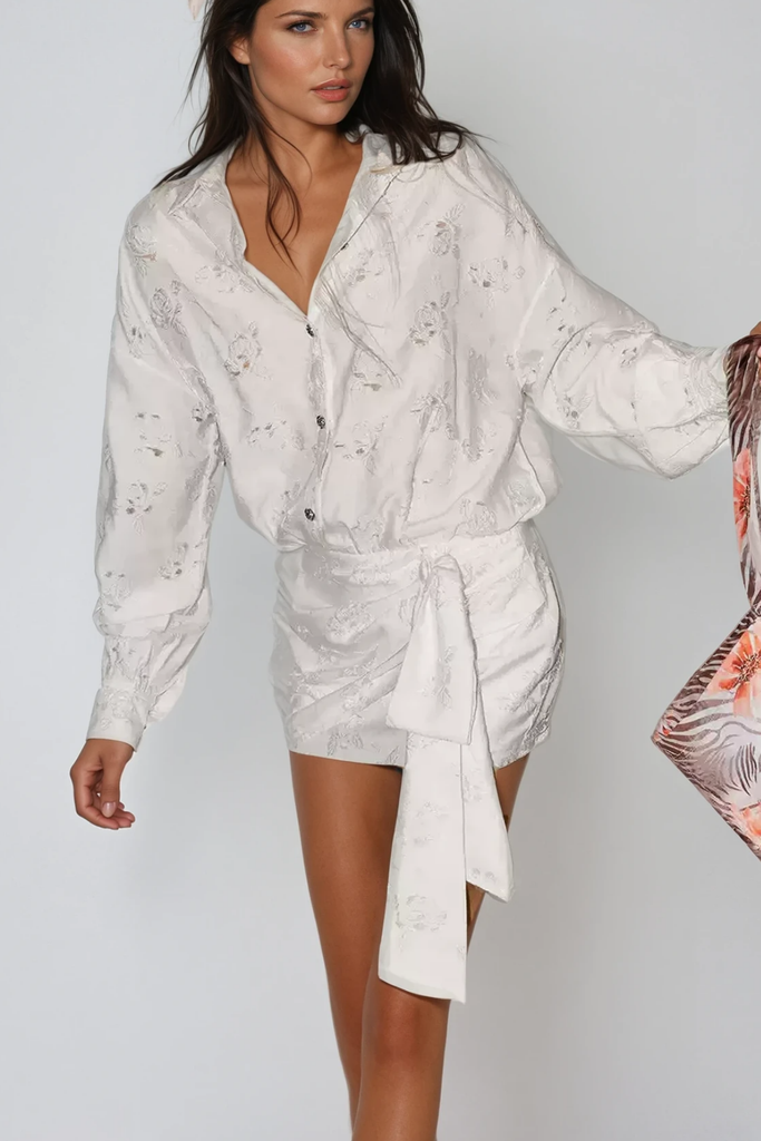 Shop  beautiful dress - Perfect for special occasions | Braian Lace Up Ruch Shirt Mini Dress