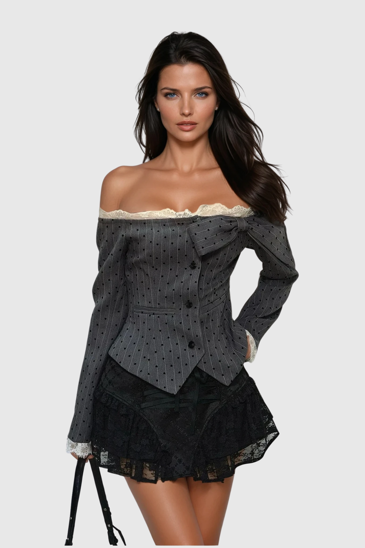Braiden Off Shoulder Bow Dot Top