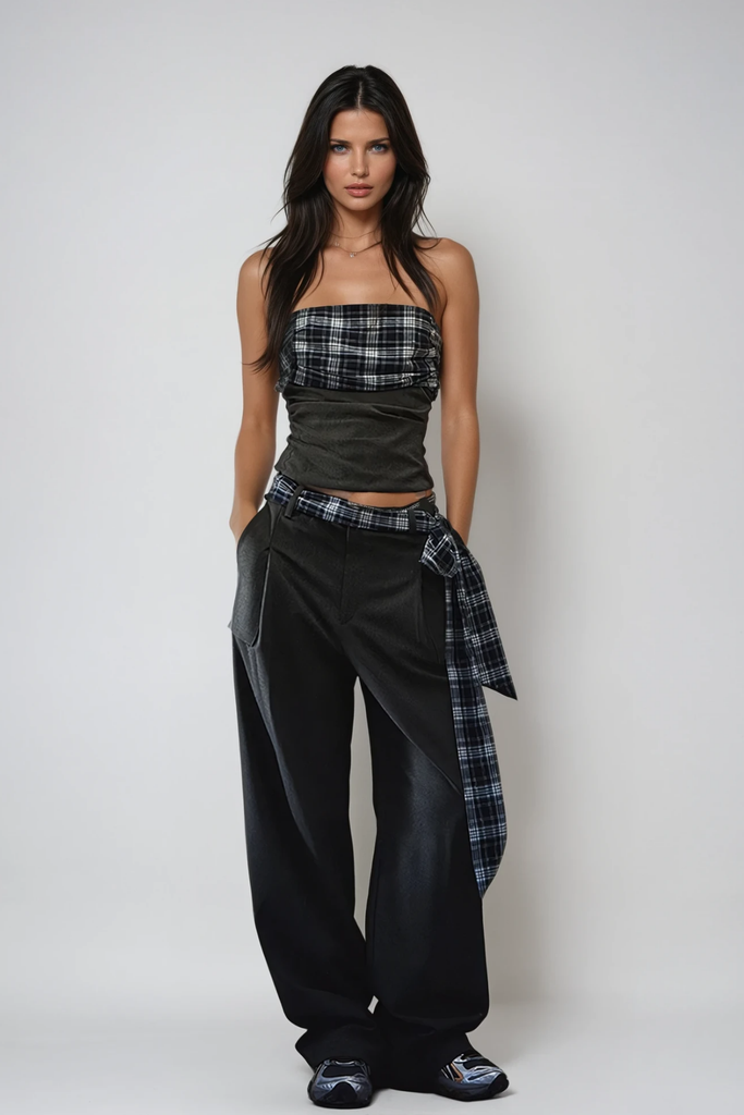 Braidy Grid Strapless Pants Set - Stylish beautiful dress for special occasions | Buy Online