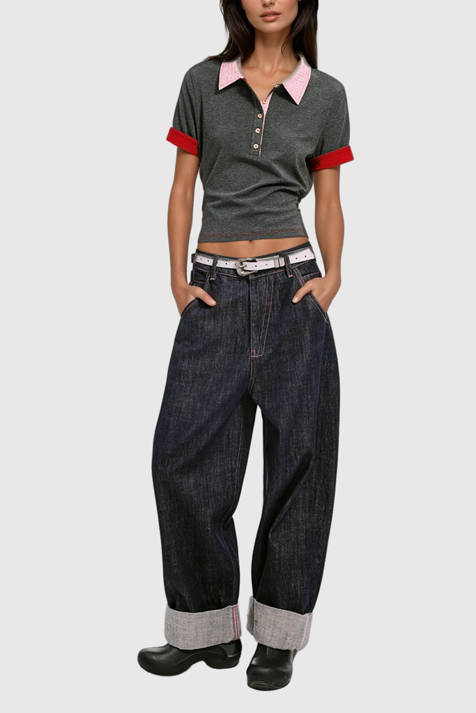 Bran Polo Neck Lace Up T Shirt - Stylish beautiful dress for special occasions | Buy Online