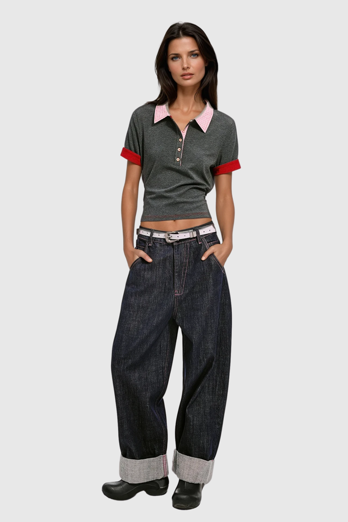 Bran Polo Neck Lace Up T Shirt - Stylish beautiful dress for special occasions | Buy Online