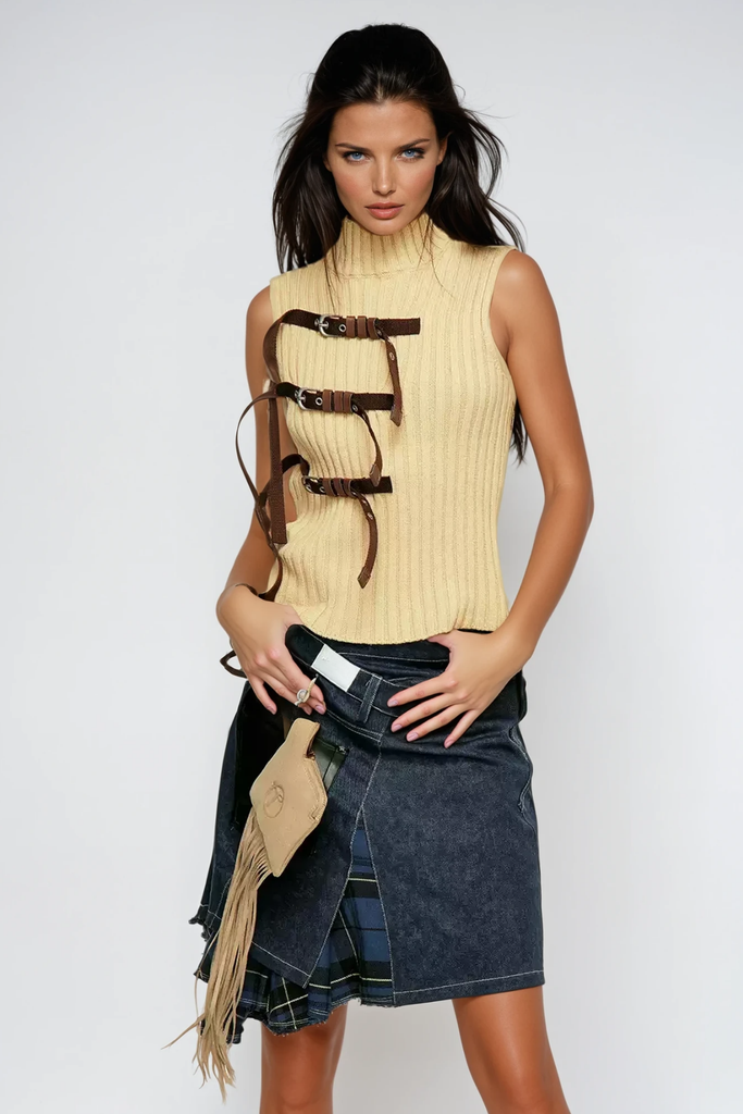 Branda Asymmetric Stripe Midi Skirt In Blue - Stylish blue midi for special occasions | Buy Online