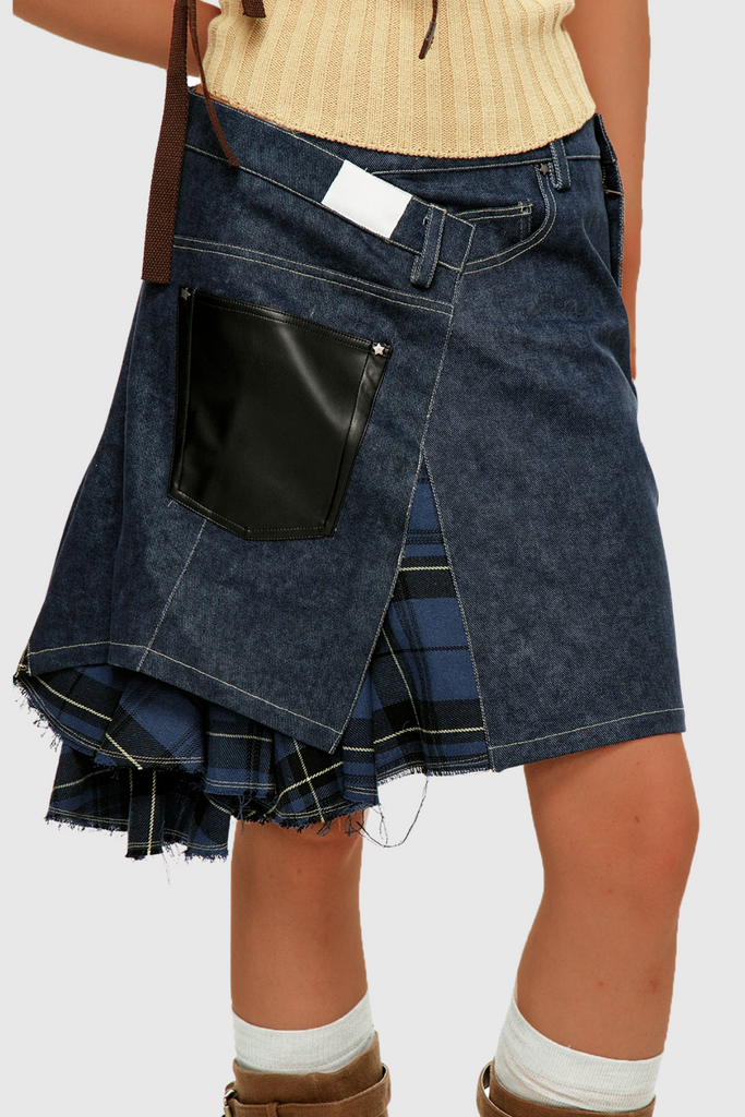 Shop  blue midi - Perfect for special occasions | Branda Asymmetric Stripe Midi Skirt In Blue