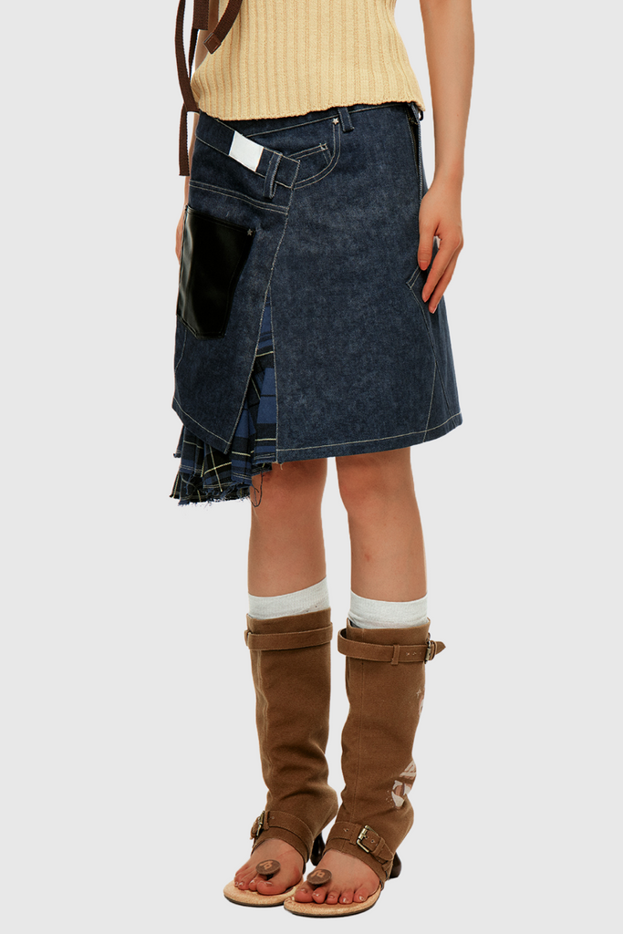 Stylish blue midi | Branda Asymmetric Stripe Midi Skirt In Blue - Ideal for special occasions