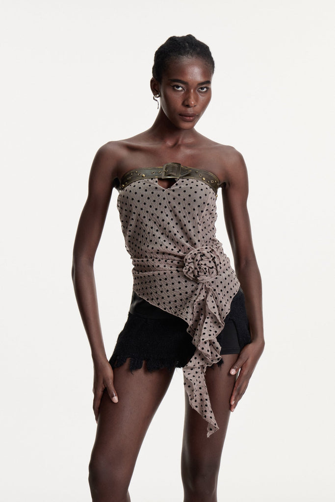 Brande Buckle Dot Flower Top - Stylish beautiful dress for special occasions | Buy Online